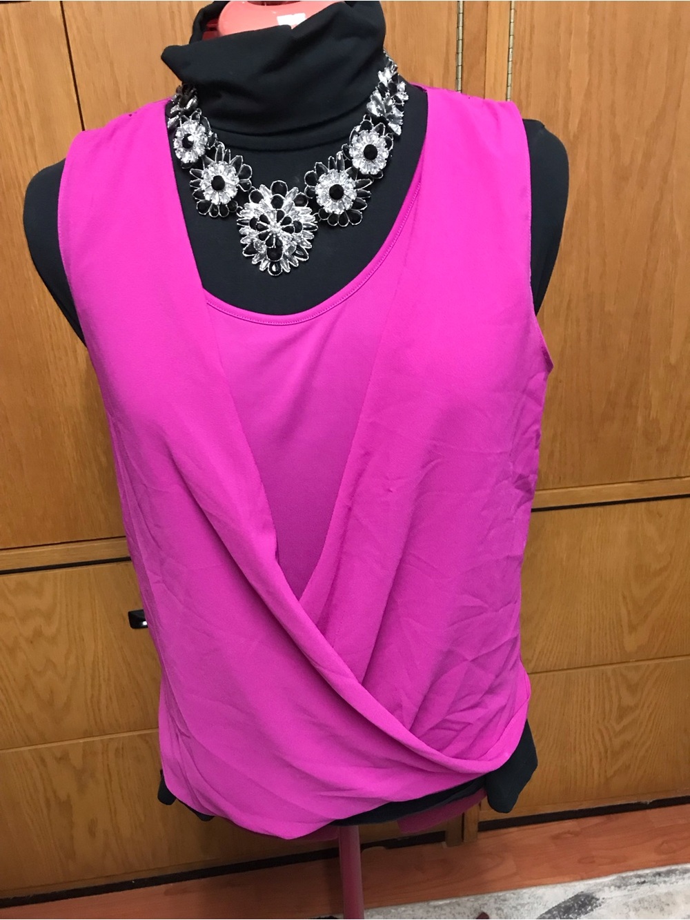 Ann Taylor Bright Fuchsia Draped Front Tank